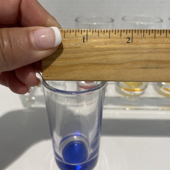 Vintage Art Deco Pastel Shot Glasses Cordial Barwear Clear Fitted Display Heavy - Picture 11 of 13